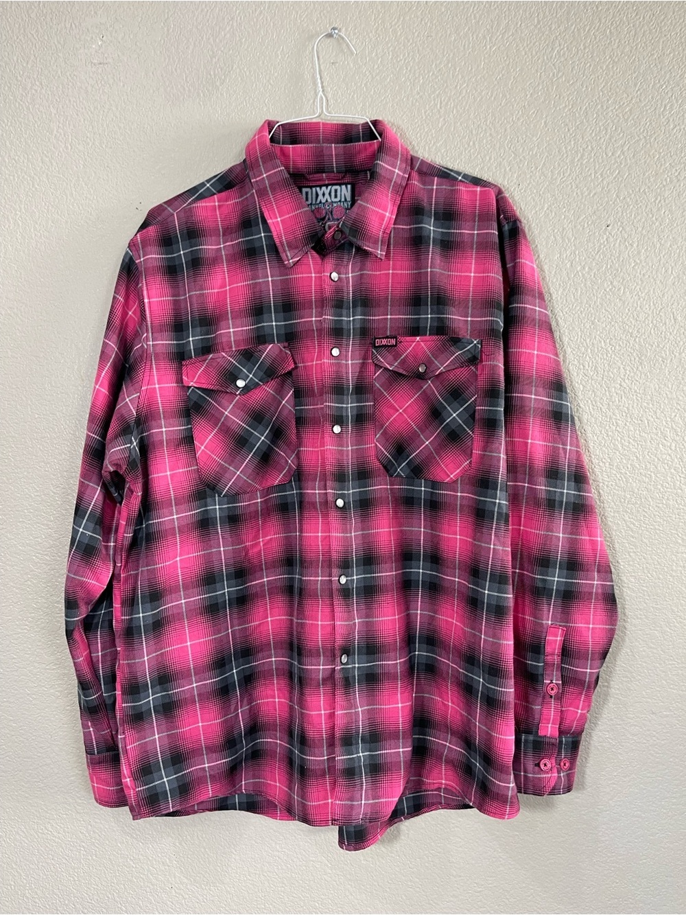 Dixxon Flannel company the fighter Pink Plaid breast cancer shirt